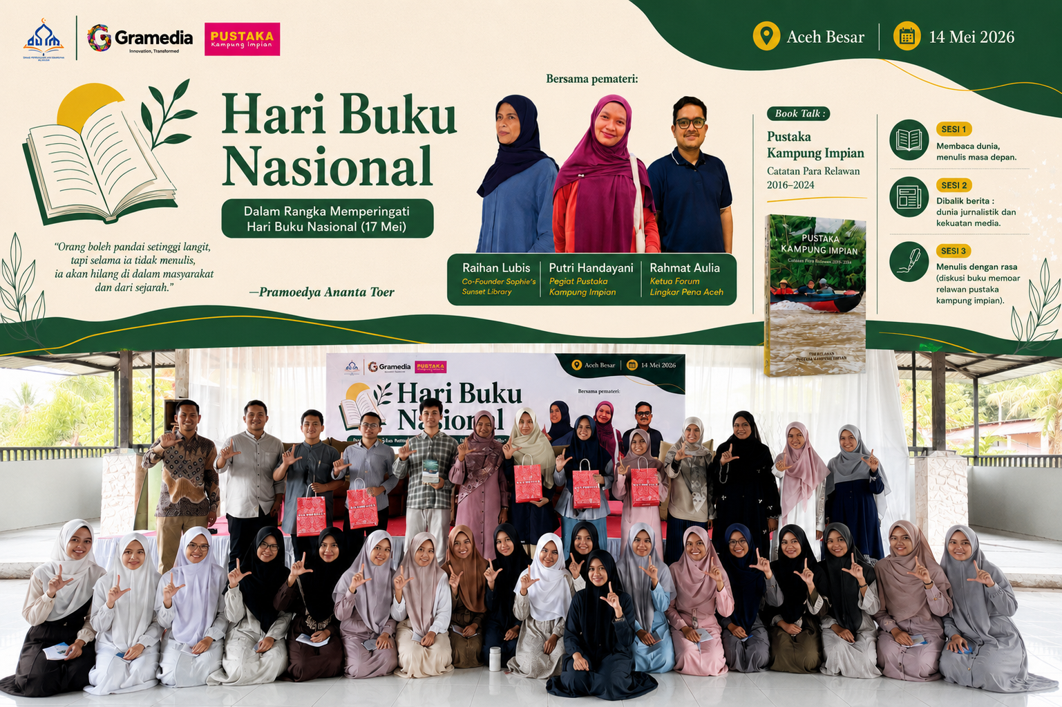 Seminar Literasi Hari Buku Nasional, Santri Dayah Samudera Pasai Madani Antusias Belajar Menulis dan Jurnalistik