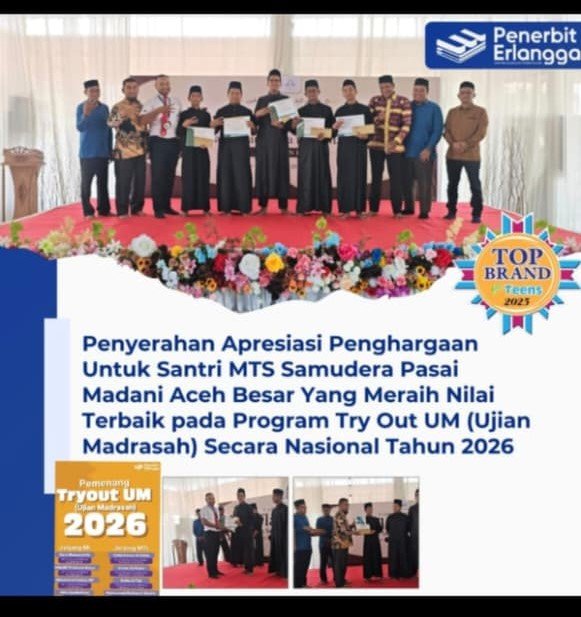 Santri MTsS Samudera Pasai Madani Raih Prestasi Nasional pada Try Out UM 2026